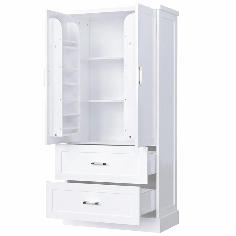 Meuble de rangement haut de salle de bain de 162 cm avec deux portes et tiroirs