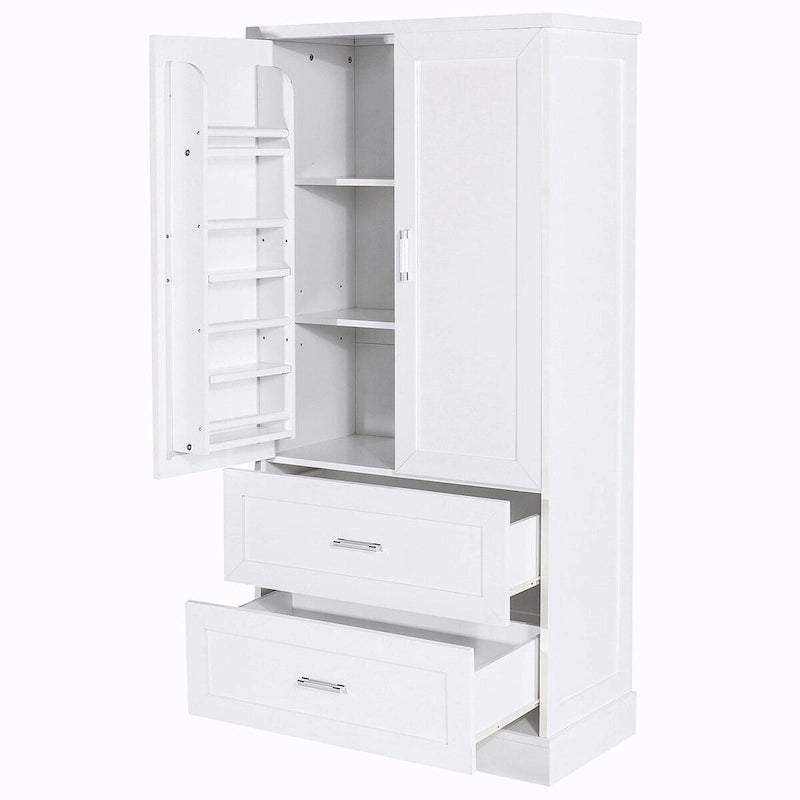 Meuble de rangement haut de salle de bain de 162 cm avec deux portes et tiroirs