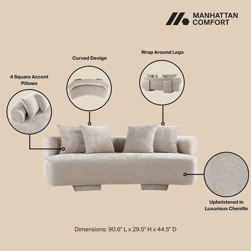 Manhattan Comfort 3-częściowy nowoczesny zestaw sof Verandah Chenille Multi