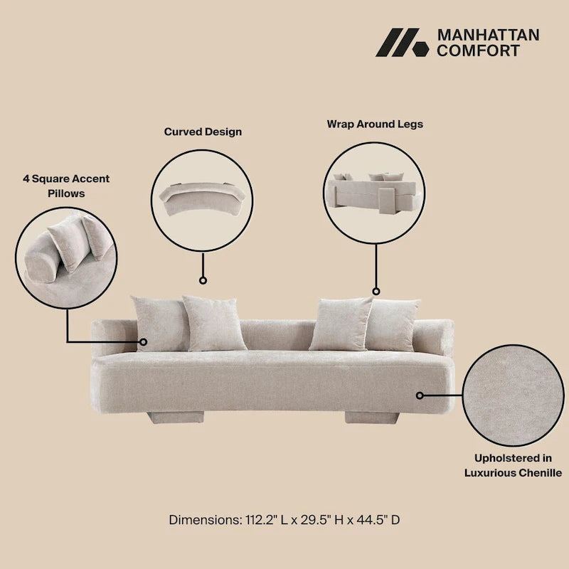 Manhattan Comfort 3-częściowy nowoczesny zestaw sof Verandah Chenille Multi