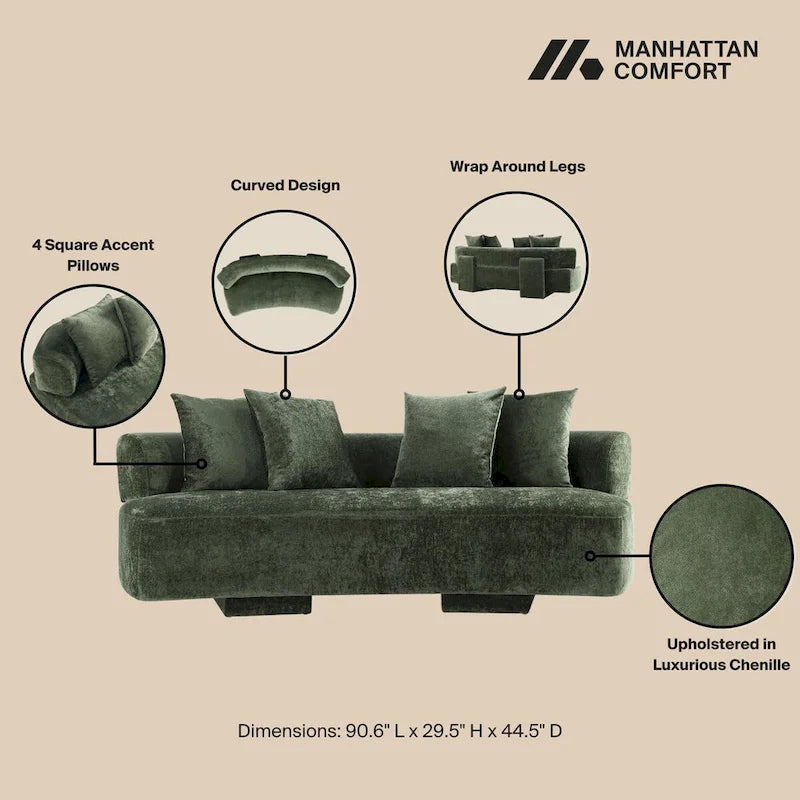 Manhattan Comfort 3-częściowy nowoczesny zestaw sof Verandah Chenille Multi