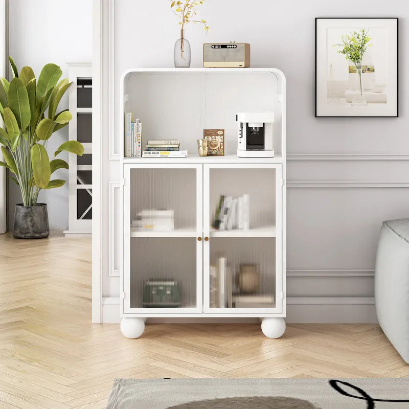 Wolnostojąca szafka podłogowa ze szklanymi drzwiczkami