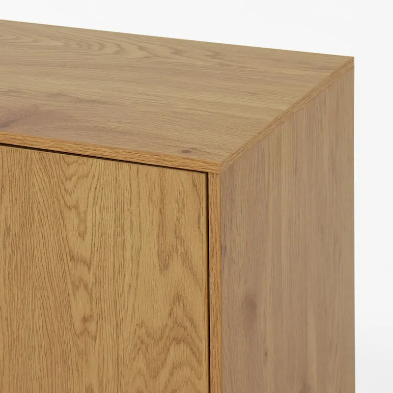 Szafka do przechowywania z 3 szufladami i regulowaną półką, szafka w stylu mid-century z drzwiami, szafka akcentująca, kolor naturalnego drewna