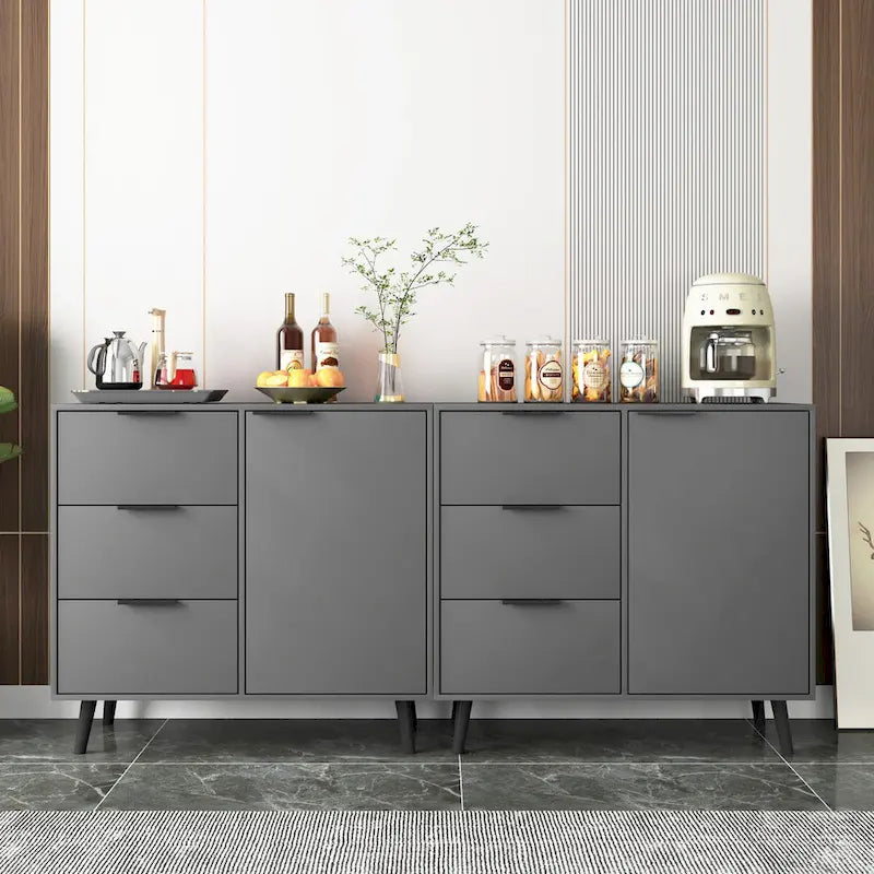 Szafka do przechowywania z 3 szufladami i regulowaną półką, szafka w stylu mid-century z drzwiami, szafka akcentująca, kolor naturalnego drewna
