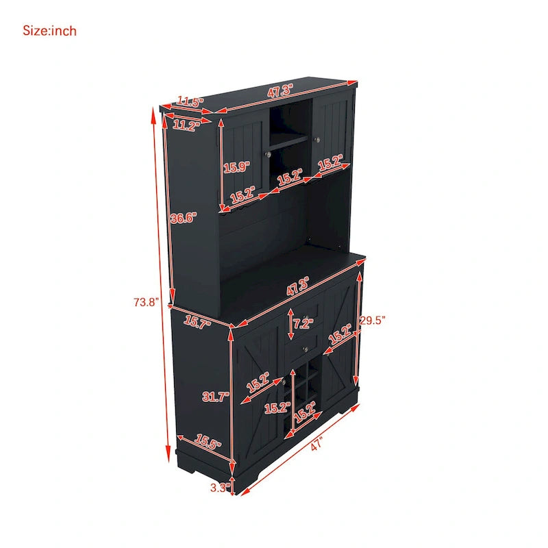 Meuble de cuisine de 73,8 po de hauteur avec rangement - S.O.