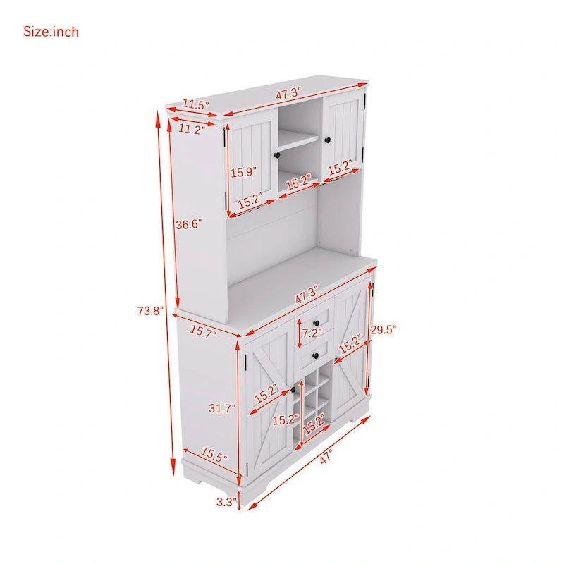 Meuble de cuisine de 73,8 po de hauteur avec rangement - S.O.