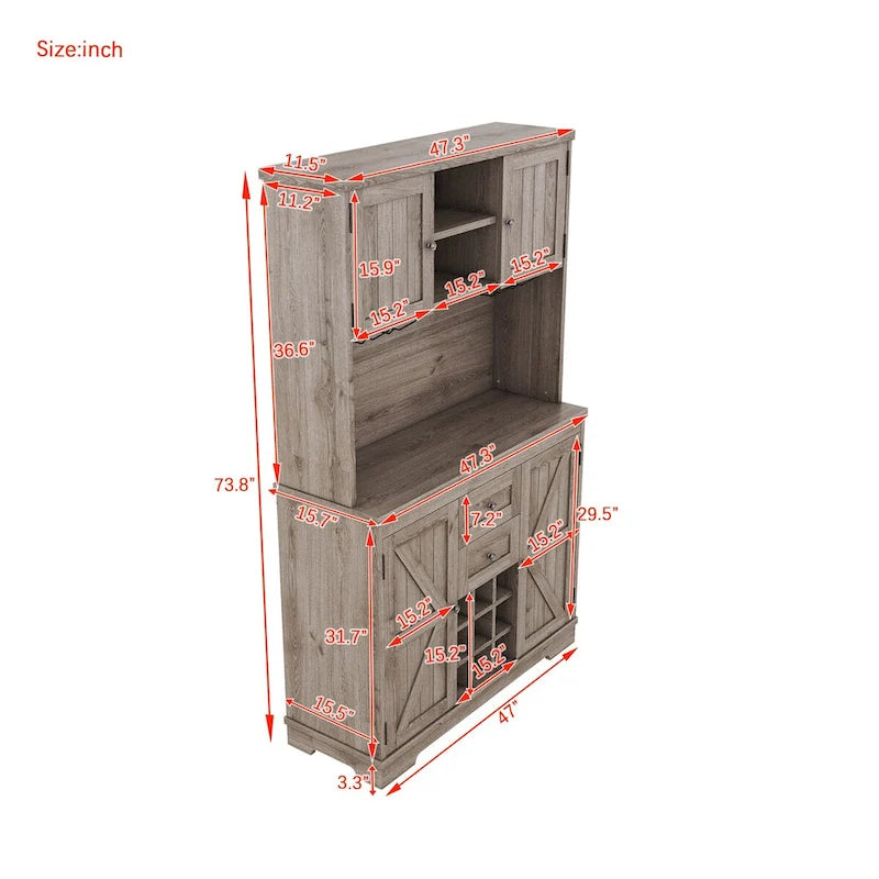 Meuble de cuisine de 73,8 po de hauteur avec rangement - S.O.