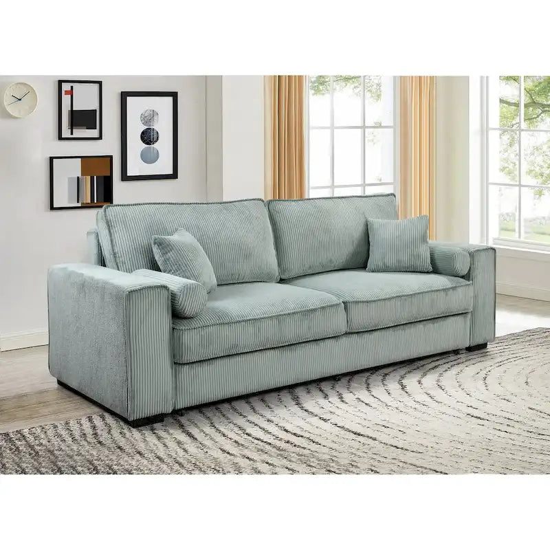 Rozkładana sofa Roomfitters z pojemnikiem na pościel, nowoczesna, trzyosobowa, tapicerowana kanapa do małych pomieszczeń