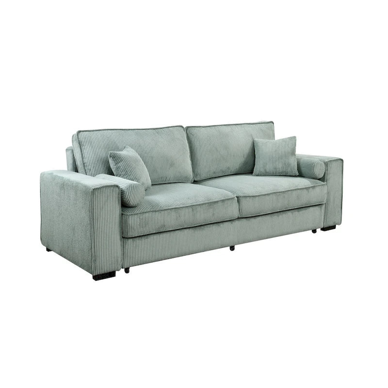 Rozkładana sofa Roomfitters z pojemnikiem na pościel, nowoczesna, trzyosobowa, tapicerowana kanapa do małych pomieszczeń