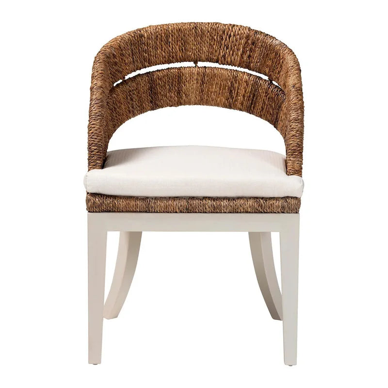 Chaise de salle à manger Ubud Bohème en jonc de mer naturel et bois d'acajou