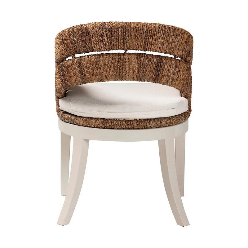 Chaise de salle à manger Ubud Bohème en jonc de mer naturel et bois d'acajou