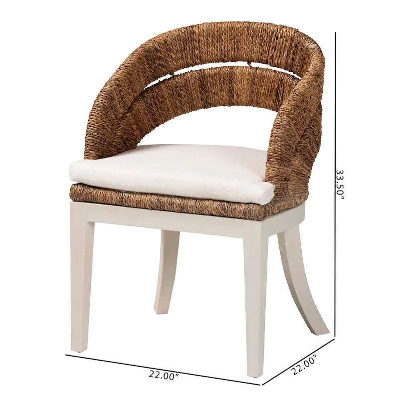 Chaise de salle à manger Ubud Bohème en jonc de mer naturel et bois d'acajou
