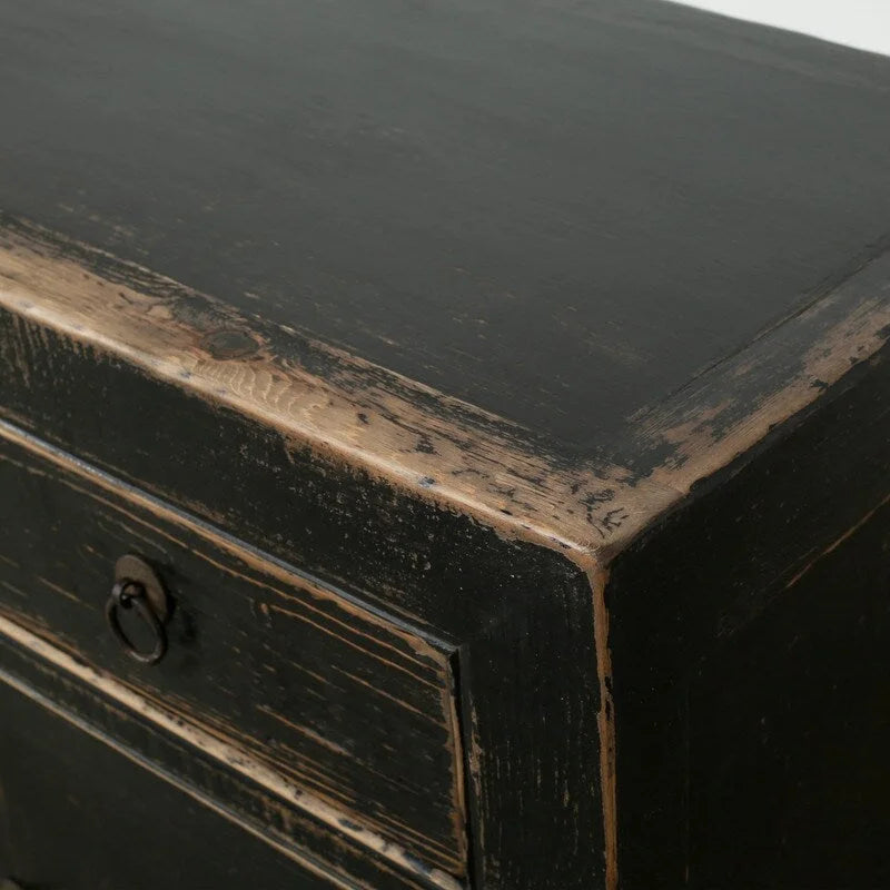 Komoda z dwoma szufladami postarzana czerń 39x18x35H