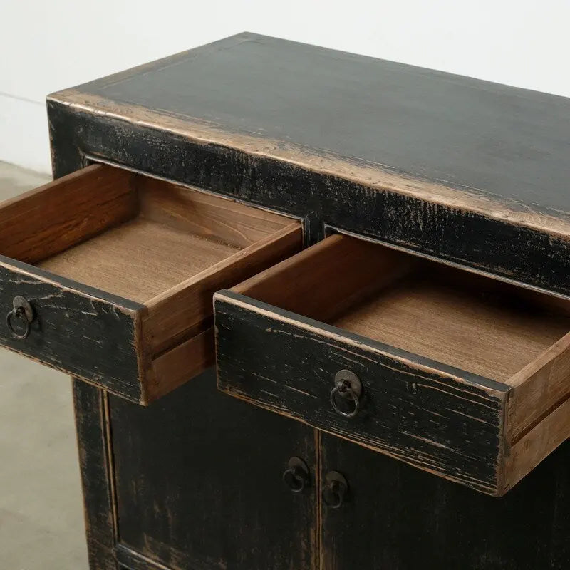 Komoda z dwoma szufladami postarzana czerń 39x18x35H