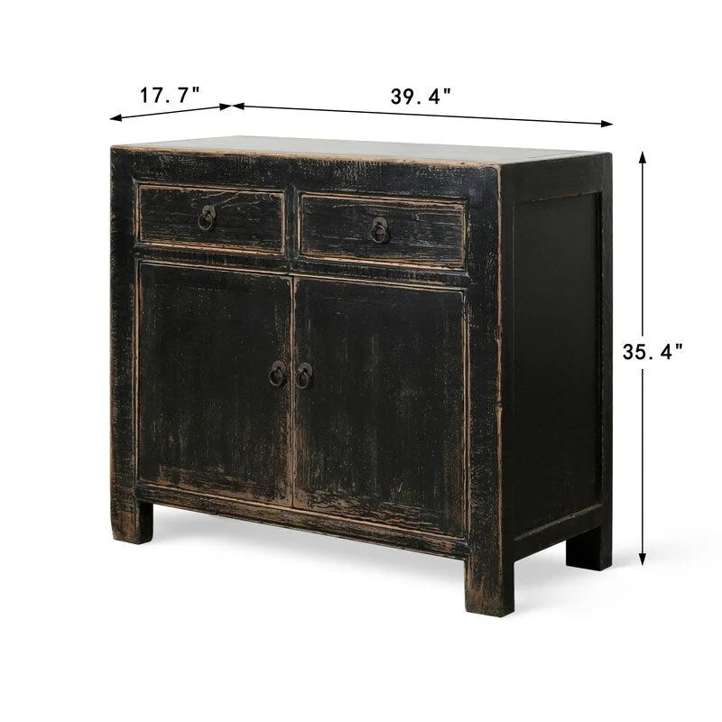 Komoda z dwoma szufladami postarzana czerń 39x18x35H