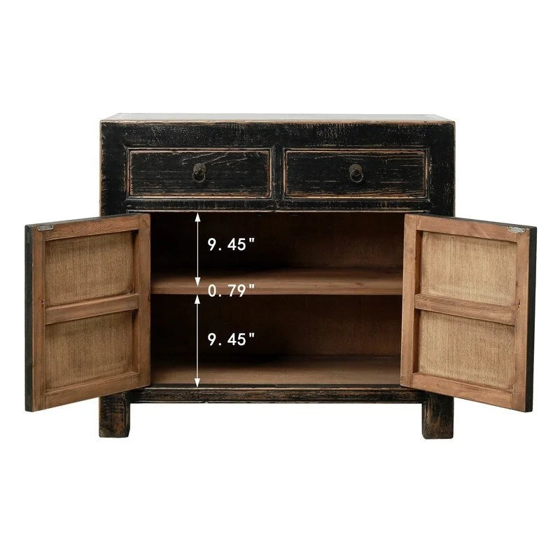 Komoda z dwoma szufladami postarzana czerń 39x18x35H
