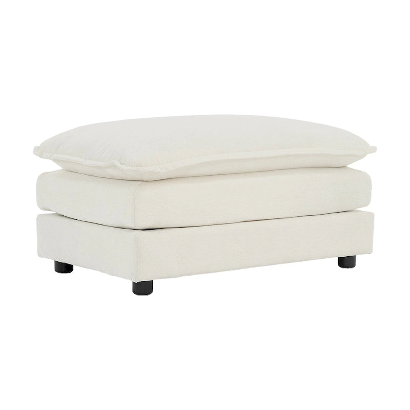 Repose-pieds Ottomans en tissu chenille à combiner avec un canapé 2 places, un canapé 3 places et un canapé 4 places, chenille blanche
