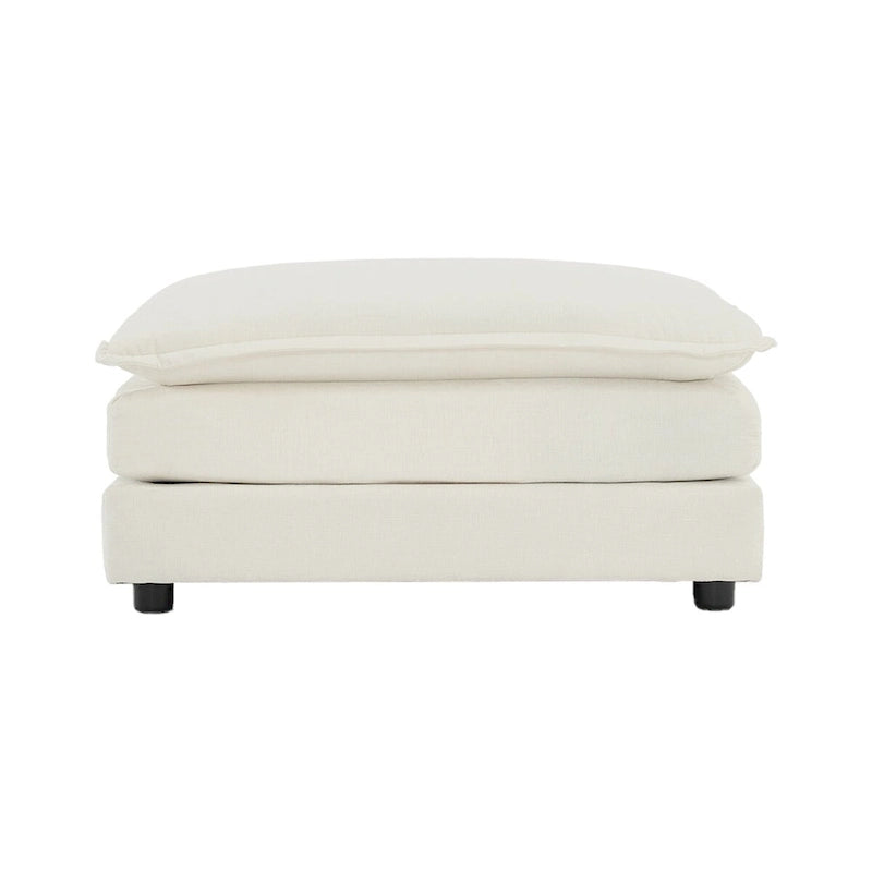 Repose-pieds Ottomans en tissu chenille à combiner avec un canapé 2 places, un canapé 3 places et un canapé 4 places, chenille blanche