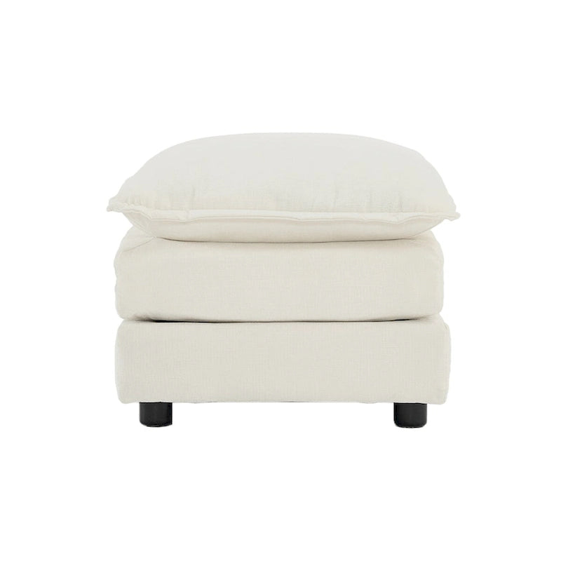Repose-pieds Ottomans en tissu chenille à combiner avec un canapé 2 places, un canapé 3 places et un canapé 4 places, chenille blanche