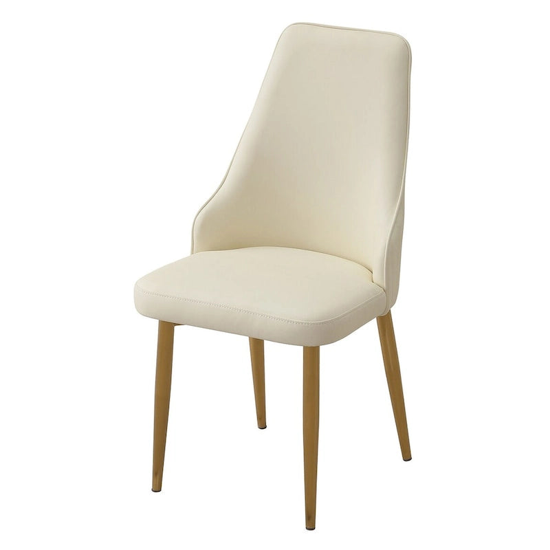 Chaise de salle à manger avec pieds en métal robustes blancs en cuir PU pour salon, salle à manger, salle de réception (Lot de 2)