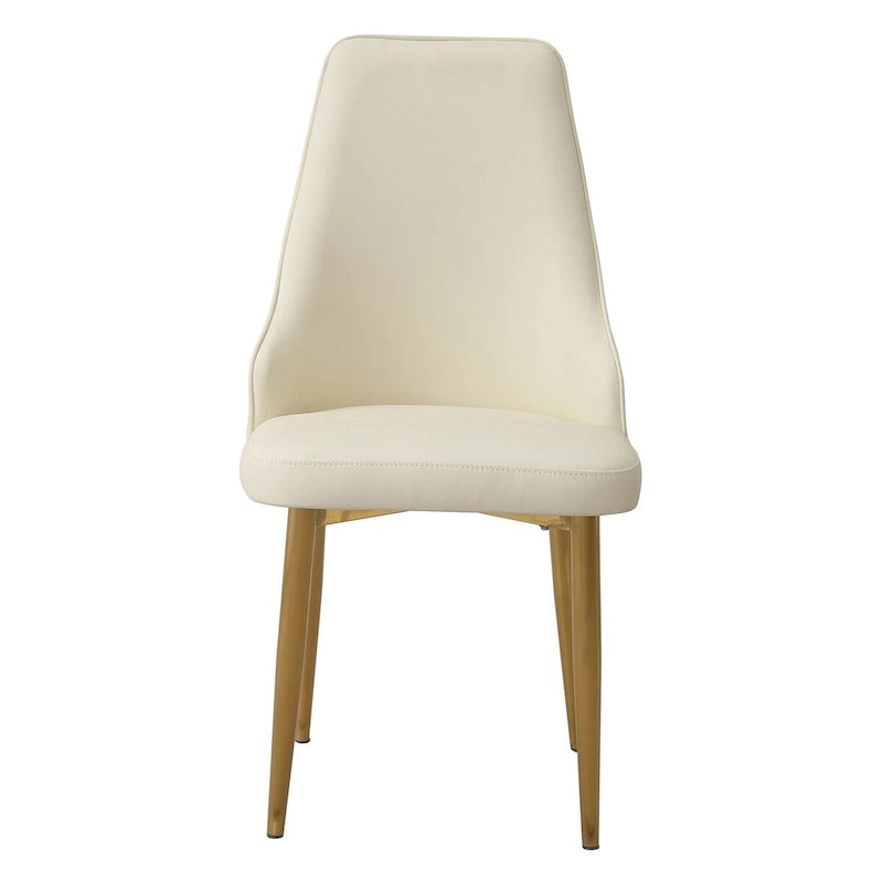 Chaise de salle à manger avec pieds en métal robustes blancs en cuir PU pour salon, salle à manger, salle de réception (Lot de 2)