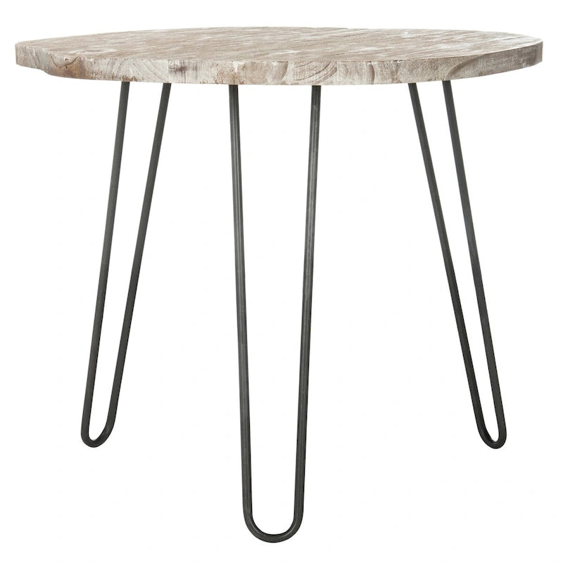 Table de salle à manger SAFAVIEH Lozka plateau bois gris/blanc délavé - 39,4 x 35,4 x 29,9 - 39Lx35Px30H