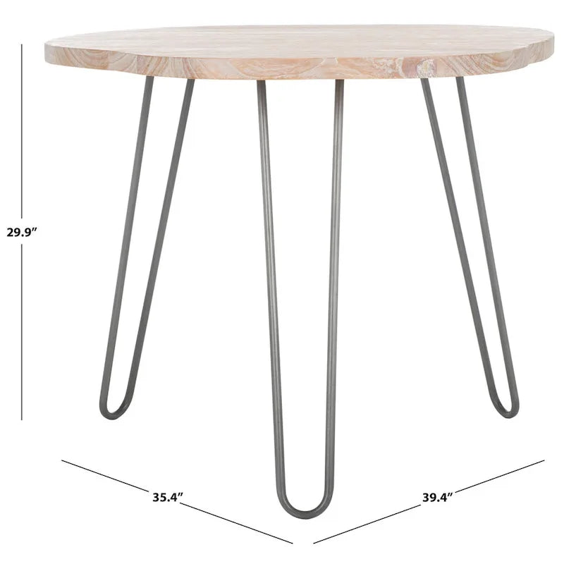 Table de salle à manger SAFAVIEH Lozka plateau bois gris/blanc délavé - 39,4 x 35,4 x 29,9 - 39Lx35Px30H