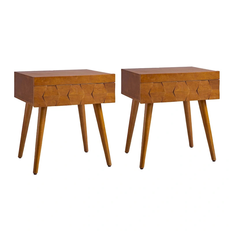 Table d'appoint moderne du milieu du siècle Julian avec station de charge (lot de 2) par HULALA HOME