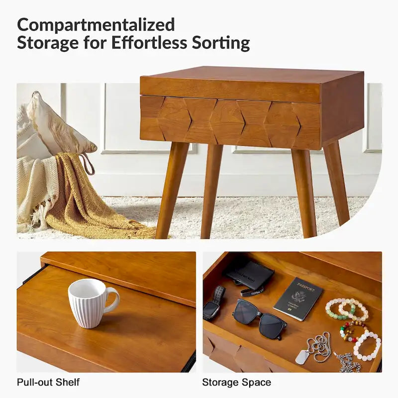 Table d'appoint moderne du milieu du siècle Julian avec station de charge (lot de 2) par HULALA HOME