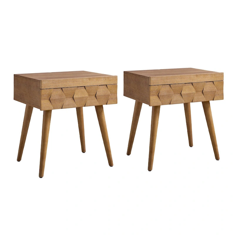 Table d'appoint moderne du milieu du siècle Julian avec station de charge (lot de 2) par HULALA HOME