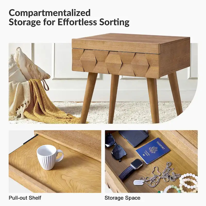 Table d'appoint moderne du milieu du siècle Julian avec station de charge (lot de 2) par HULALA HOME