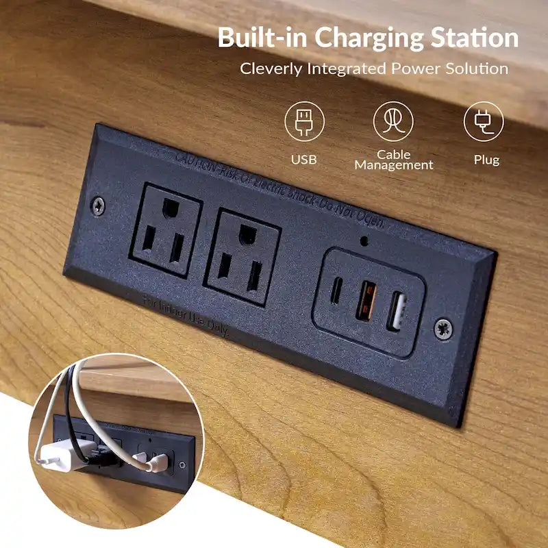 Table d'appoint moderne du milieu du siècle Julian avec station de charge (lot de 2) par HULALA HOME