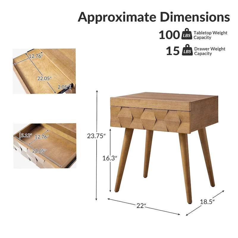 Table d'appoint moderne du milieu du siècle Julian avec station de charge (lot de 2) par HULALA HOME