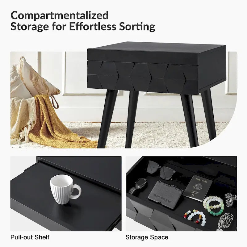 Table d'appoint moderne du milieu du siècle Julian avec station de charge (lot de 2) par HULALA HOME