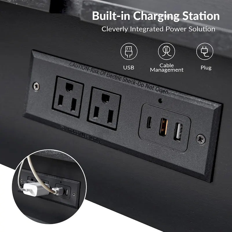 Table d'appoint moderne du milieu du siècle Julian avec station de charge (lot de 2) par HULALA HOME