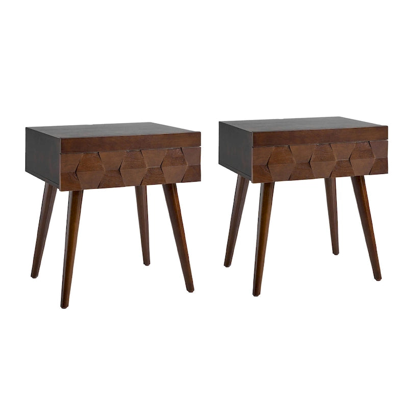 Table d'appoint moderne du milieu du siècle Julian avec station de charge (lot de 2) par HULALA HOME