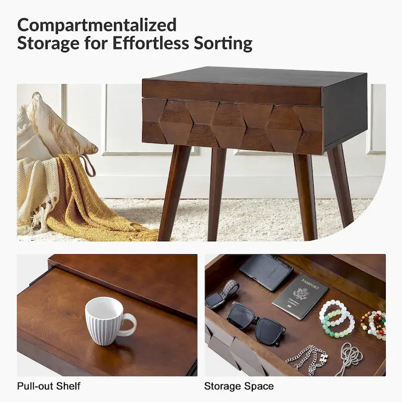 Table d'appoint moderne du milieu du siècle Julian avec station de charge (lot de 2) par HULALA HOME