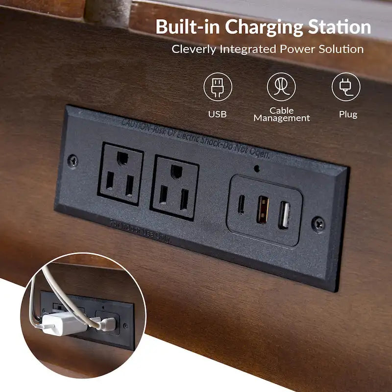 Table d'appoint moderne du milieu du siècle Julian avec station de charge (lot de 2) par HULALA HOME