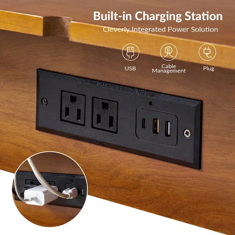 Table d'appoint moderne du milieu du siècle Julian avec station de charge (lot de 2) par HULALA HOME
