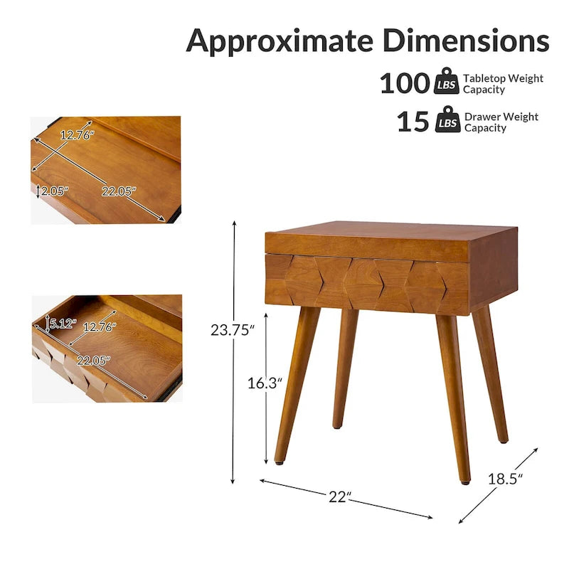Table d'appoint moderne du milieu du siècle Julian avec station de charge (lot de 2) par HULALA HOME
