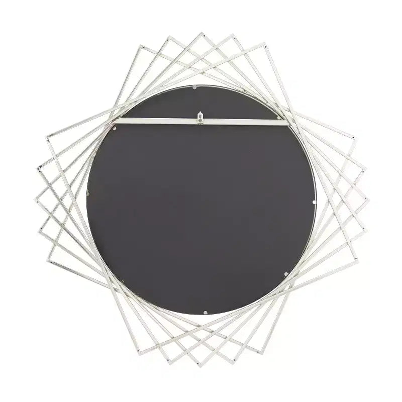 Miroir mural géométrique rond en métal noir/argenté, simple