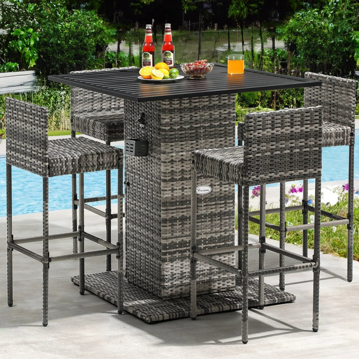 Moasis 5-Piece Outdoor Furniture Wicker Bar Set - 5 PCS
