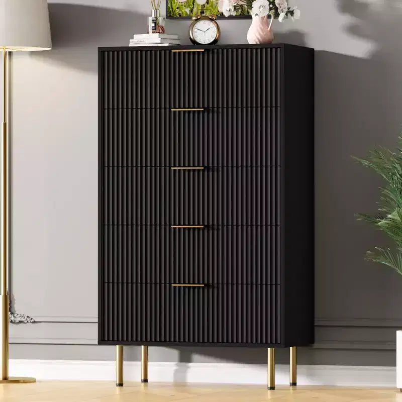 Dresser for Bedroom,5 Drawer Dresser with Wide Drawers,Wooden Chest of Drawers,Modern Storage Dressers for Living Room, Closet, Hallway, Entryway