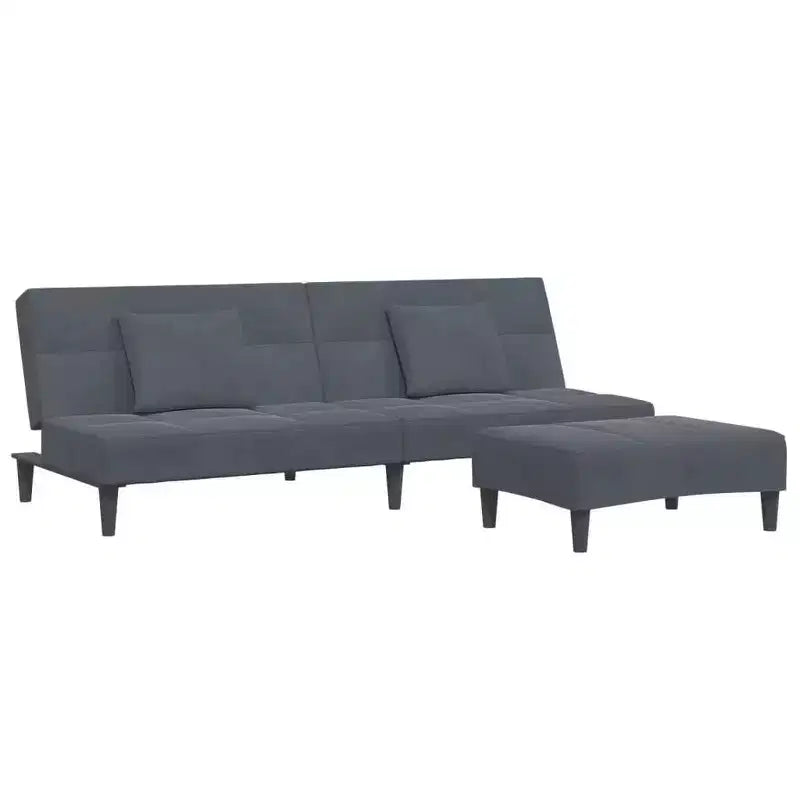 vidaXL Sofa Bed Dark Grey Velvet, Wood, Plastic Standard Convertible