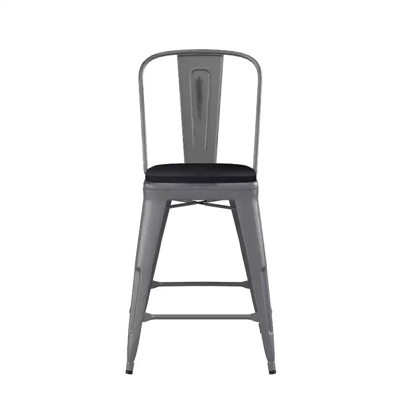 Tabouret de comptoir en métal laqué avec assise en polyrésine, 2 coloris, 1 place