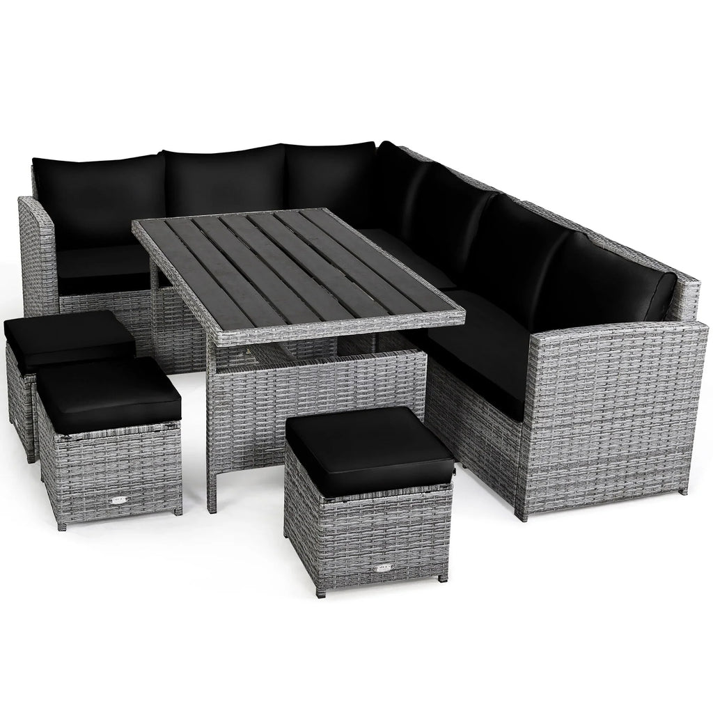 Costway 7 PCS Patio Rattan Dining Set Sectional Sofa Couch Ottoman - See Details