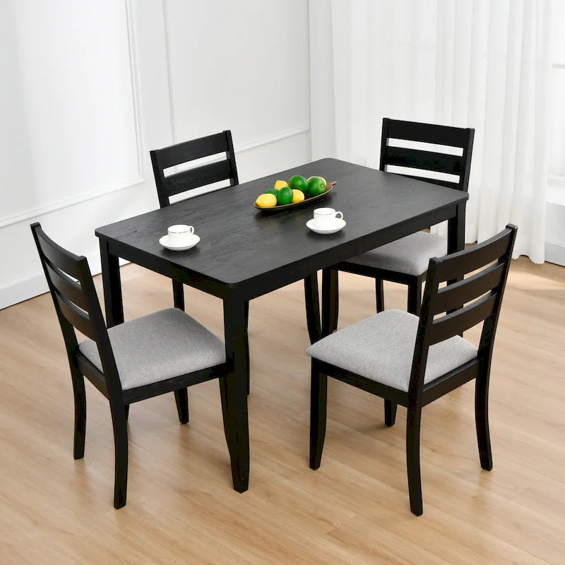 5-Piece Solid Wood 47L Dining Table Sets (1 Table+ 4 Slat Back Chairs)