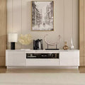 Famapy White Glossy TV Stand with Rounded Corners - Modern Living Room Media Console