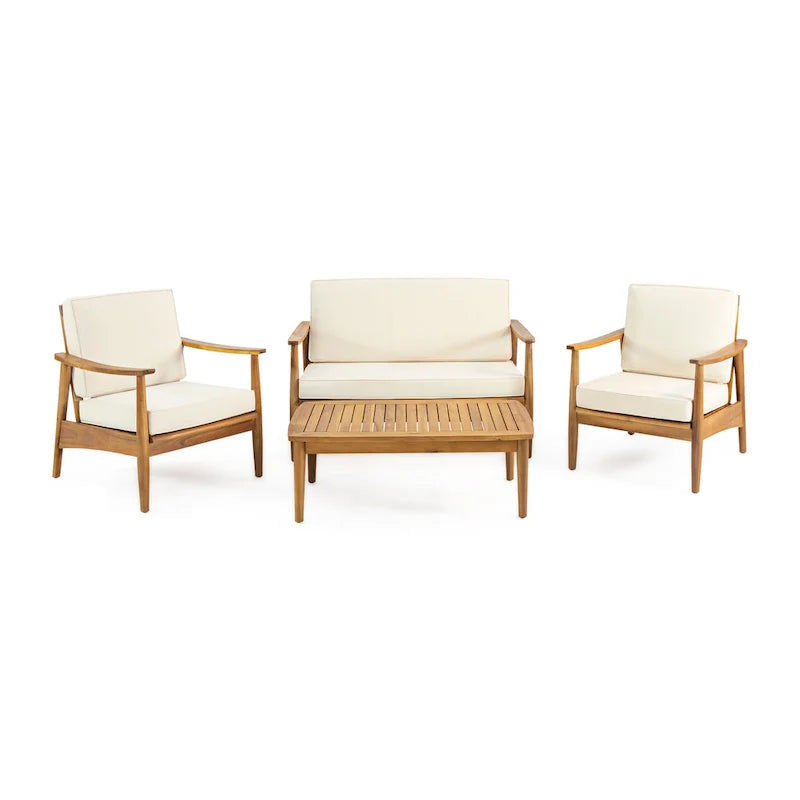 Willowbrook Outdoor Acacia Wood 4 Seater Chat Set by Christopher Knight Home