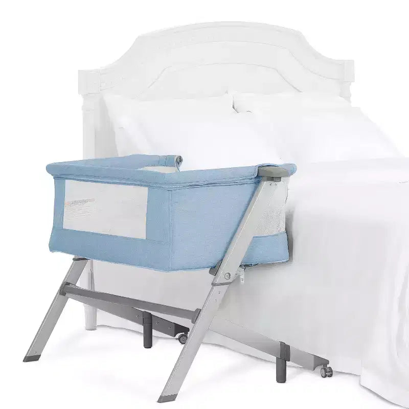 Berceau et lit de chevet en aluminium bleu, 1 bébé